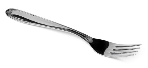 Silver dining fork isolated on white background
