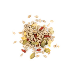 Grains mix with sunflower, pumpkin seeds and dry goji berries