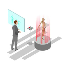 a person creates a projection of a person in the form of a dummy