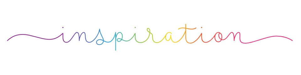 Fototapeta na wymiar INSPIRATION rainbow vector monoline calligraphy banner with swashes isolated on white background