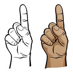 Number One Hand Finger Pointing Up Isolated Vector Illustration