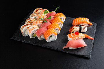 japanese sushi food. Maki ands rolls with tuna.