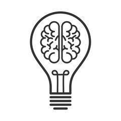 Idea brain bulb innovation think icon