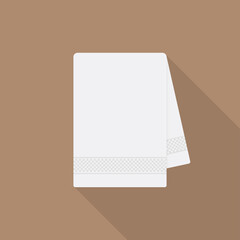 Towel icon with long shadow on brown background, flat design style