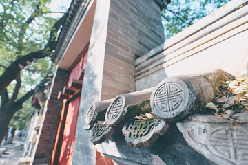 Traditional elements of old buildings decoration. Chinesse architecture.