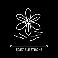 Anise white linear icon for dark theme. Condiment for cooking. Seasoning for food. Thin line customizable illustration. Isolated vector contour symbol for night mode. Editable stroke