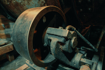 Rusty details of old mechanisms and machine tools
