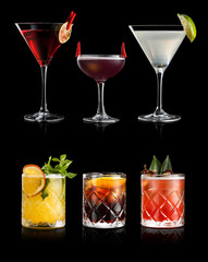 Set of colorful alcohol coctails