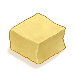 Stinky tofu cuisine, a digital painting of taiwanese crispy deep fried bean curd, traditional taiwan food isometric cartoon icon raster 3D illustration on white background.