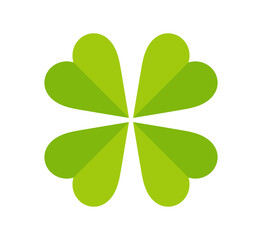 Four leaf green clover icon. St Patrick Day shamrock