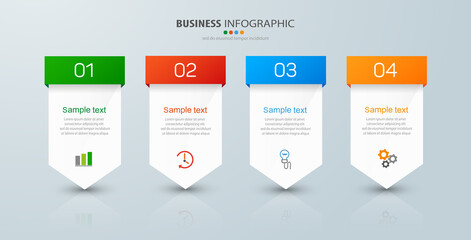 Business vector  infographic template with  4 options or steps. Can be used for workflow layout, diagram, annual report, web design, steps or processes 