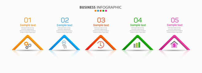 Business vector  infographic template for diagram, presentation and chart with 5 options, parts, steps or processes