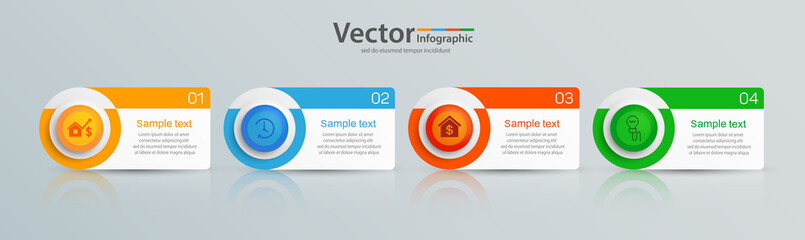 Vector  infographic template with 4 options,  steps, process chart.  Infographics design vector can be used for workflow layout, diagram, annual report, web design
