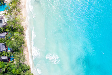 Seychelles beach Mahé Mahe island sea copyspace vacation drone view aerial photo