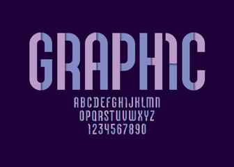 Constructive original font, modern alphabet, trendy letters and numbers made of parts pastel colors, vector illustration 10EPS