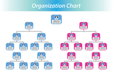 Organization Chart Infographics with People Icon and Abstract Line, Business Structure.