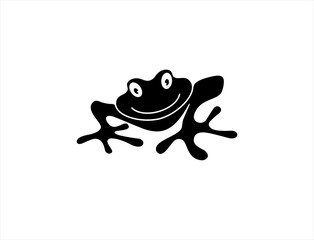 frog black silhouette white background isolated logo icon design vector illustration