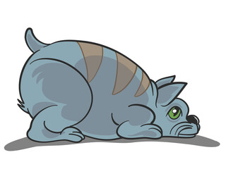 A fat lazy cat in cartoon style. Vector Illustration