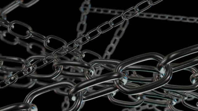 Multiple chains, blockchain, connection, network concept on black background