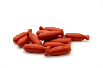 Cod liver oil omega 3 gel capsules isolated on white background