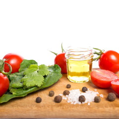 Cherry tomatoes with herbs. Tomatoes prepared with spices for pickling.