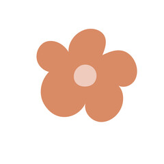 Vector Abstract Orange Flower a White Background. Retro style. Irregular Hand Drawn Simple Floral Print.