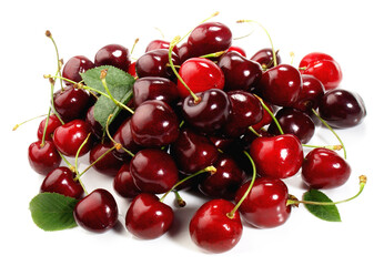 Sweet Cherries on white Background Isolated
