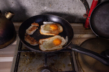 Dirty gas stove. Fat, rust on the surface.