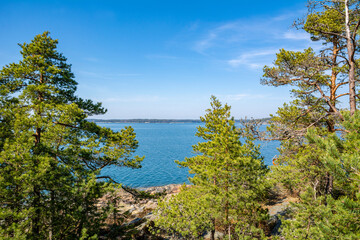 Fototapeta na wymiar The rocky view of Porkkalanniemi and view to the Gulf of Finland, Kirkkonummi, Finland