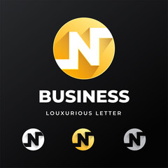 Letter N logo design template with circle shape style