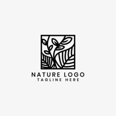 Tropical plant logo, nature logo, beach logo vector template
