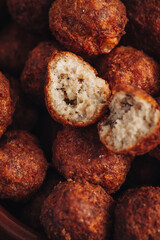 Fried home made italian traditional meatballs