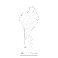 Vector map of Benin with trendy triangles design polygonal abstract. Vector illustration eps 10.