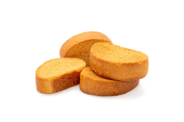 a piece of brown bread biscuit isolated on a white background