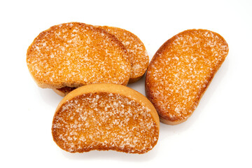 a piece of brown bread biscuit isolated on a white background