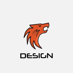 Logo design template, with a wolf's head icon on the side