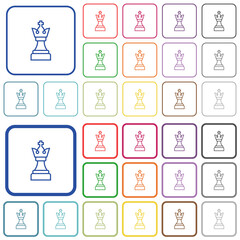White chess king outlined flat color icons