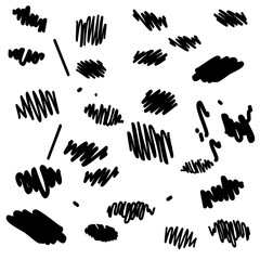 Set of black hand drawn vector brush stroke isolated on a white background