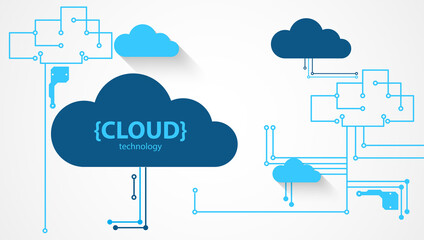 Cloud storage technology. Integrated digital web concept background.