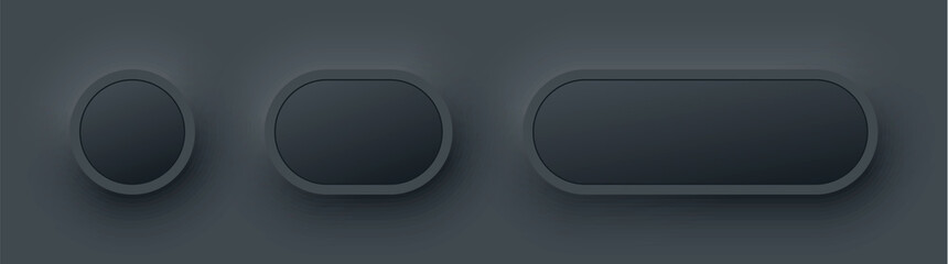 Black buttons in Neomorphism design style. Vector illustration EPS 10