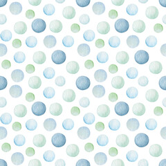Bubbles watercolor seamless pattern. Children's print.