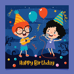 Cute Colorful Birthday Card Template