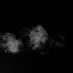 White smoke on black background. Figured smoke on a dark background. Abstract background, design element, for overlay on pictures