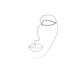 Continuous line, drawing of set faces and hairstyle, fashion concept, woman beauty minimalist, illustration