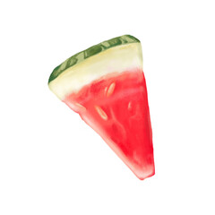 Illustration of a sliced watermelon. Isolated textured fruit on white background