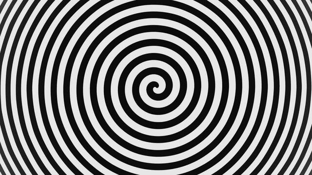 abstract Psychedelic twisting Hypnos Circles black and white background 3D rendering