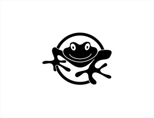 frog black silhouette white background isolated logo icon design vector illustration