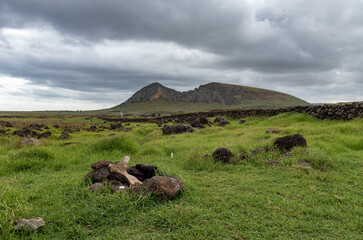 Volcan Rano Raraku, île de Pâques