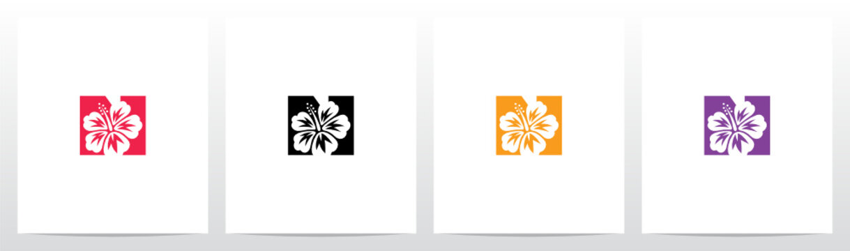 Hibiscus Flower On Letter Logo Design N
