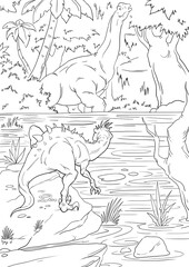 Fototapeta na wymiar Coloring book for children with a dinosaur